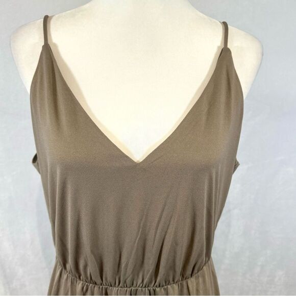 H&M mocha vneck and vback midi dress size large - Picture 3 of 6